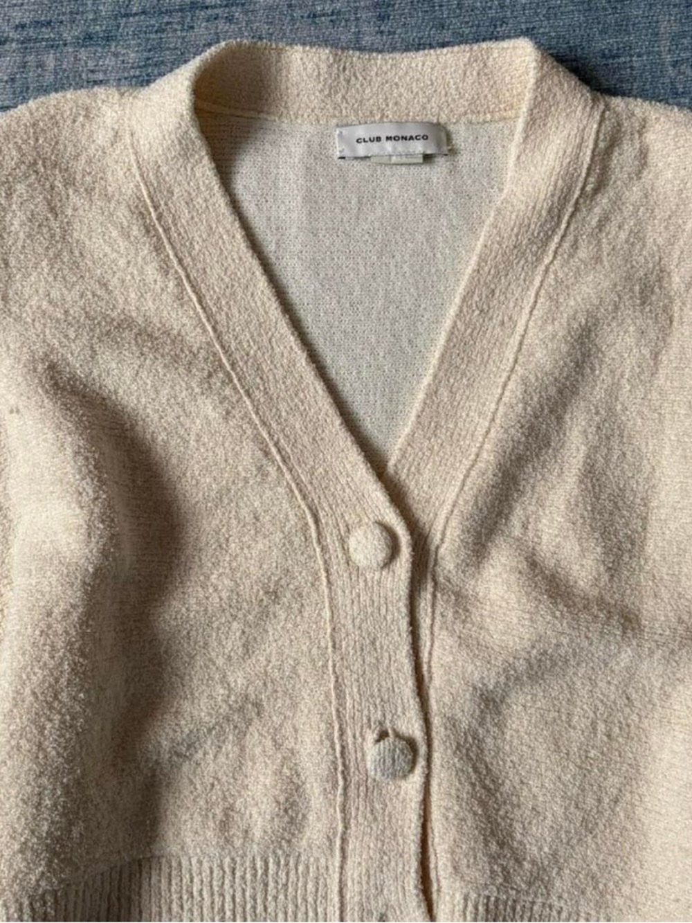 Club Monaco Soft Cream V-Neck Button Cardigan